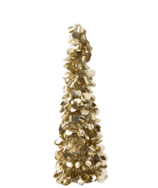 J-Line | Beeld Kerstboom Sprankelend Champagne Polystyr Ø14x60,5cm 