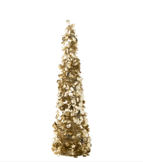 J-Line | Beeld Kerstboom Sprankelend Champagne Polystyr Ø19,5x84,5cm 