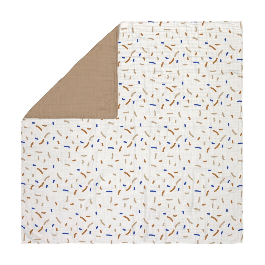 Laessig | Deken Wieg Little Mateys Royal Blue Sprinkles Bamboe/Katoen 100x100cm