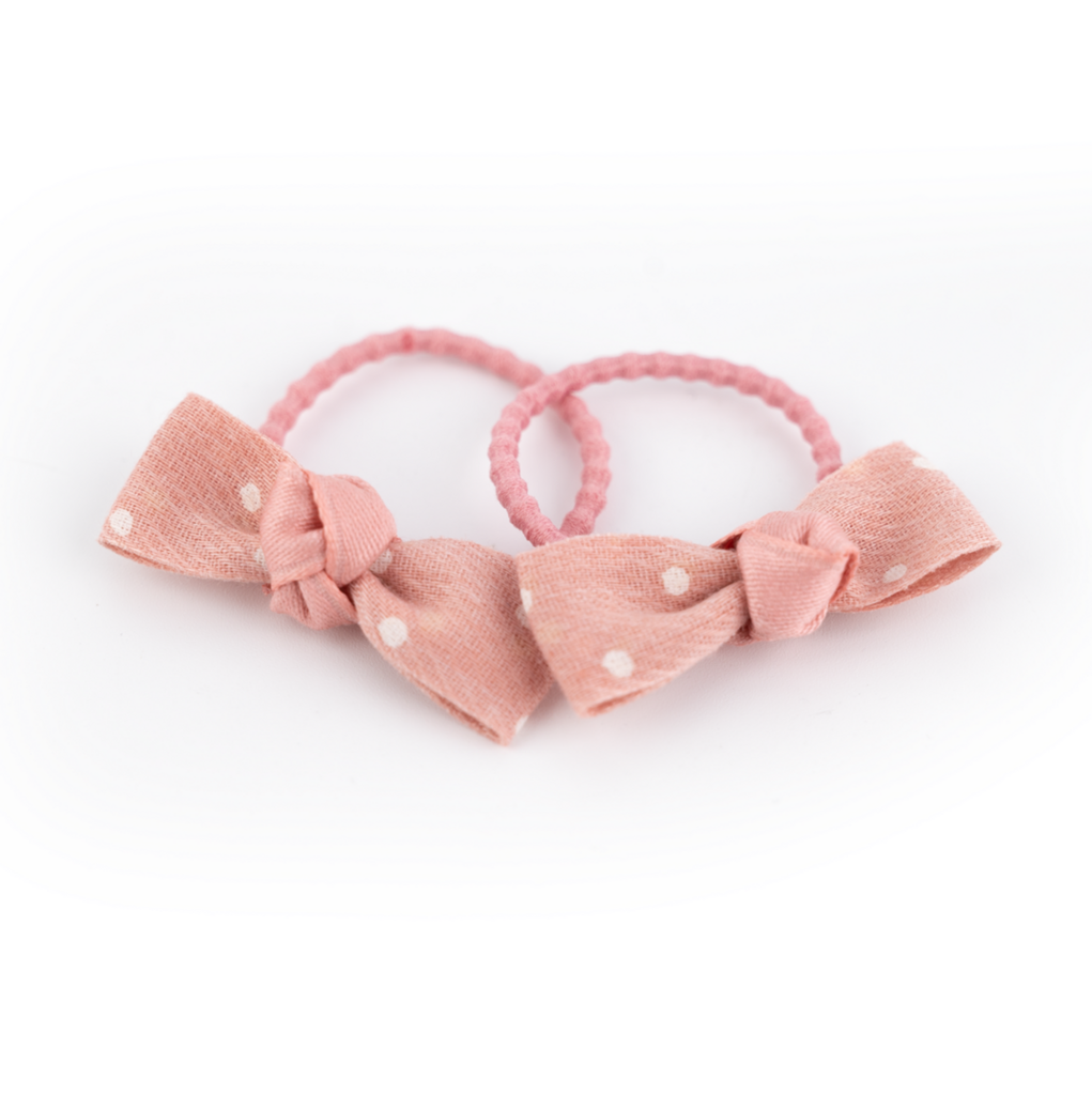 Busy Lizzie | Haarelastiek Mini Bows Light Pink With Dots 