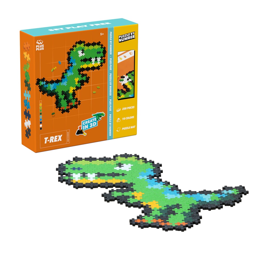 Plus-Plus | Educatief Speelgoed Puzzel op Nummer T-rex 250-delig