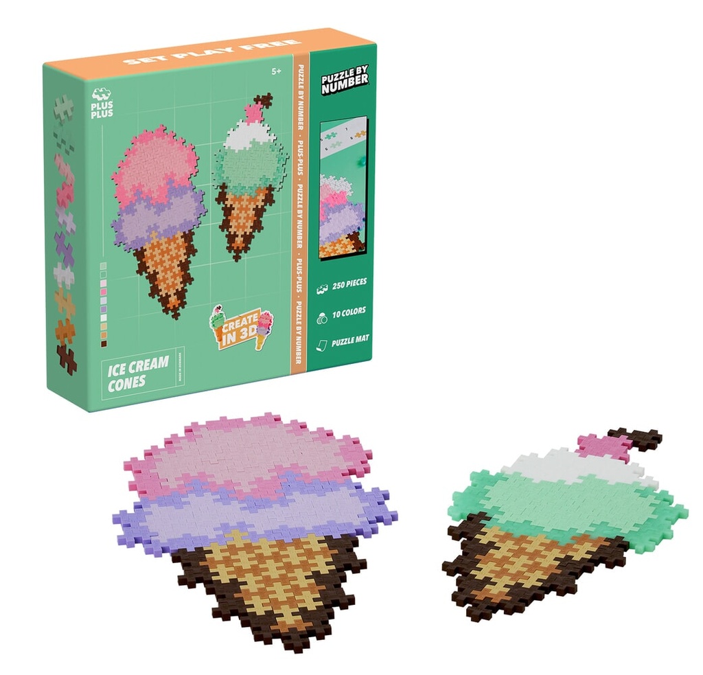 Plus-Plus | Educatief Speelgoed Puzzel op Nummer Ice Cream Cones 250-delig