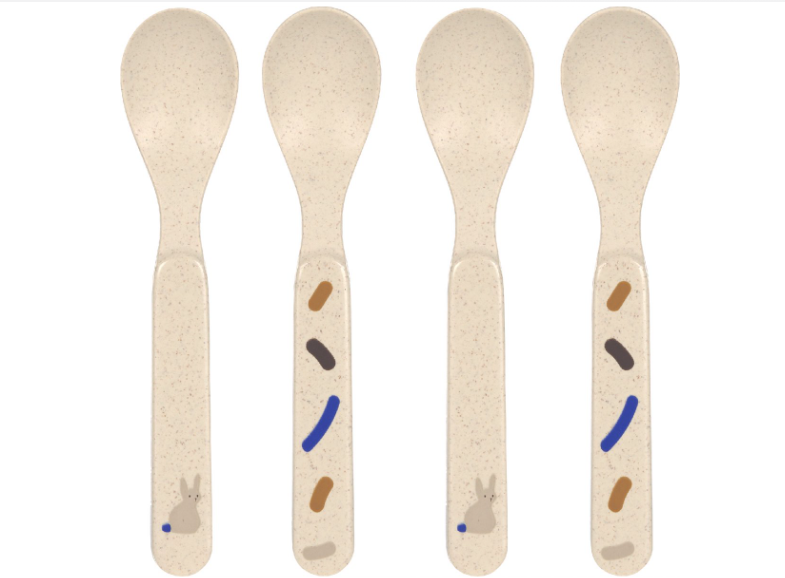 LEPEL, Little Mateys royal blue, Spoon Set, all over motief print/print konijn, van 6 maand, bestek, 2023