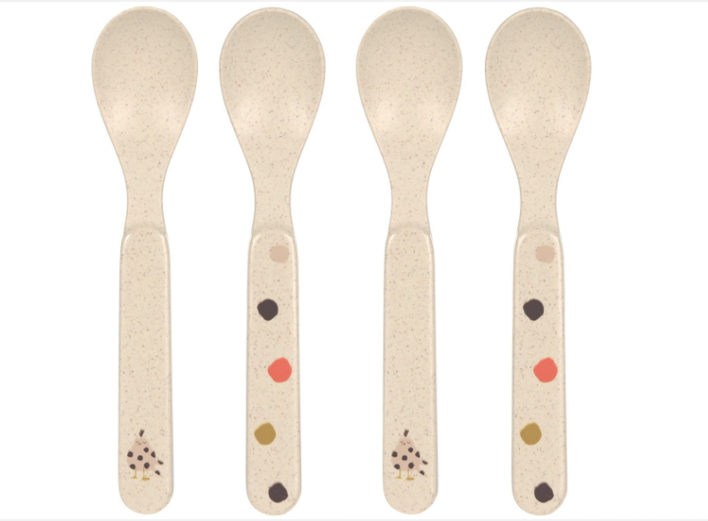 LEPEL, Little Mateys spicey orange, Spoon Set, all over stippen print/print vogel, van 6 maand, bestek, 2023