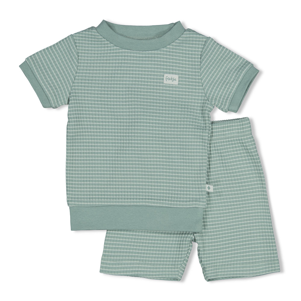 Feetje | Pyjama Shortama Wafel Summer Special Zeegroen