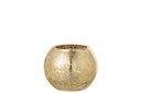 J-Line | Theelichthouder Bol Craquele Glas Parel Effect Goud Ø12x9,5cm 