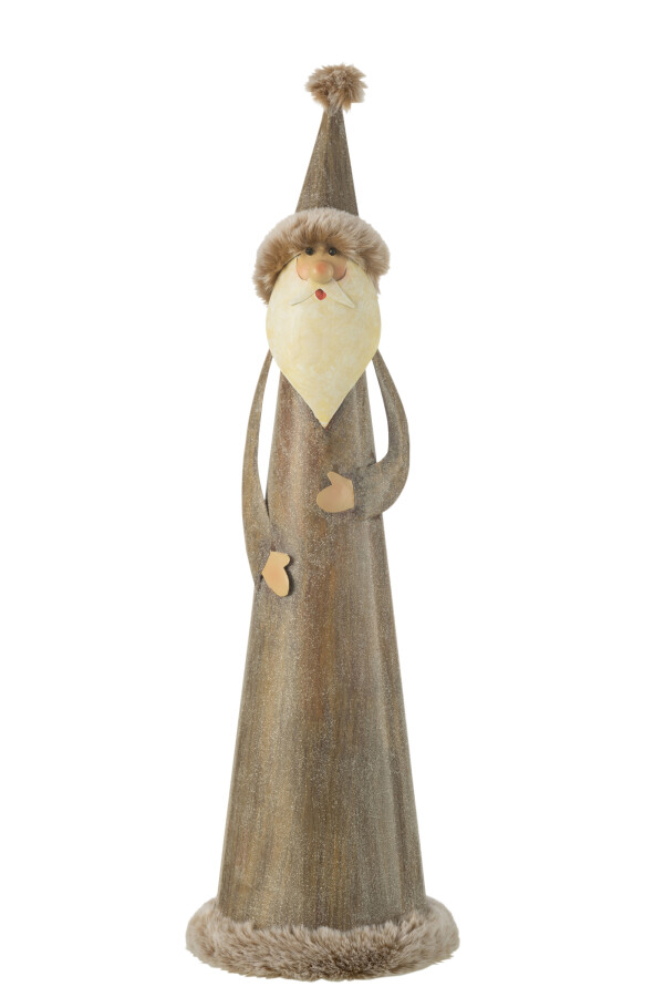J-Line | Beeld Kerstman Bont Grijs 14x14x48cm