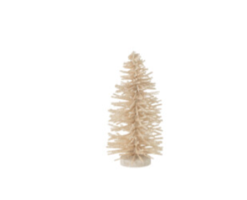 J-Line | Beeld Kerstboom Glitter Hout Wit Ø12x23cm 