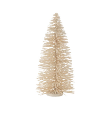 J-Line | Beeld Kerstboom Glitter Hout Wit Ø20x48cm