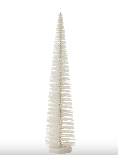 J-Line | Beeld Kerstboom Glitter Wit Ø10x39cm