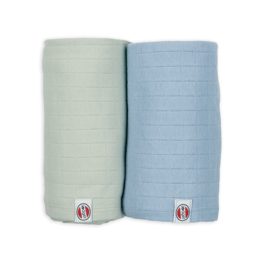 Lodger | Tetra Doeken Solid Hydrofiel Peppermint/Blue Fogg 110x110cm 2-pack