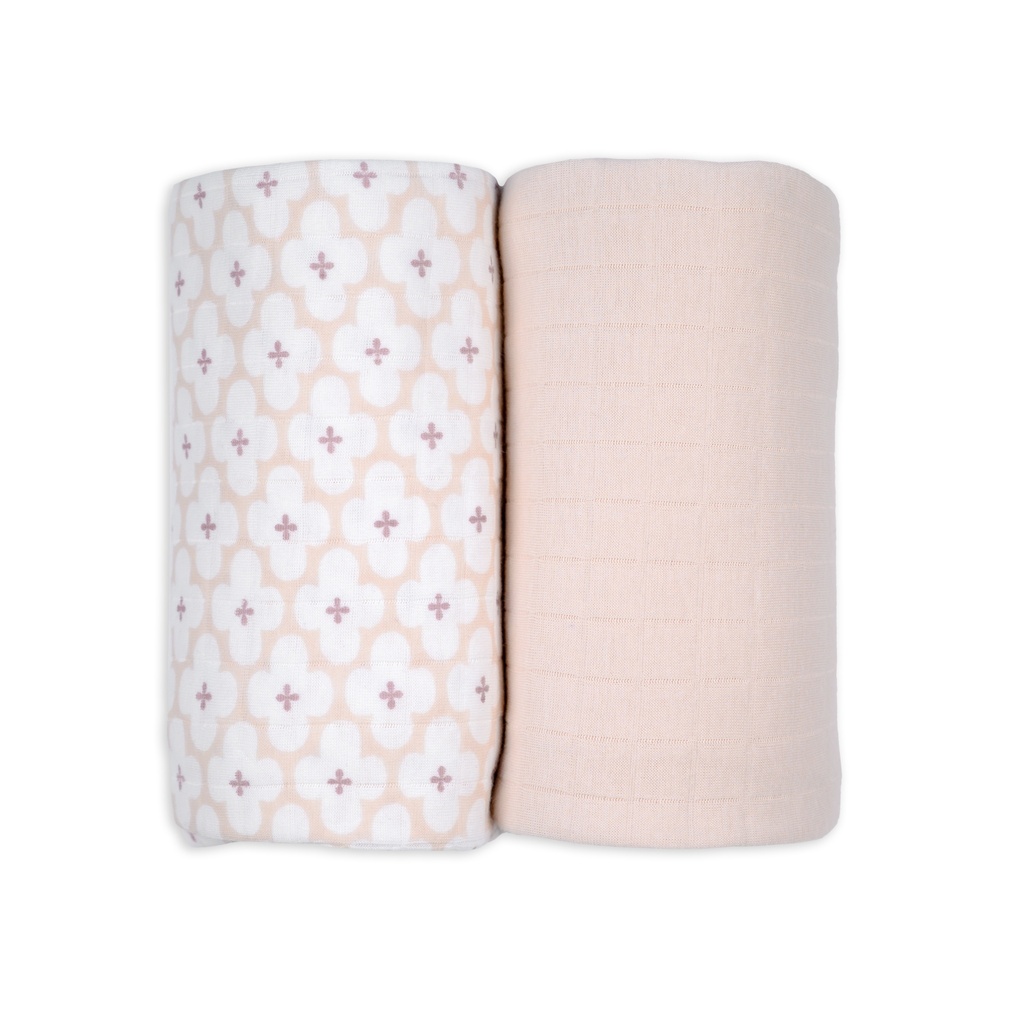 Lodger | Tetra Doek Matcha Hydrofiel Powder Roze 110x110cm 2-pack