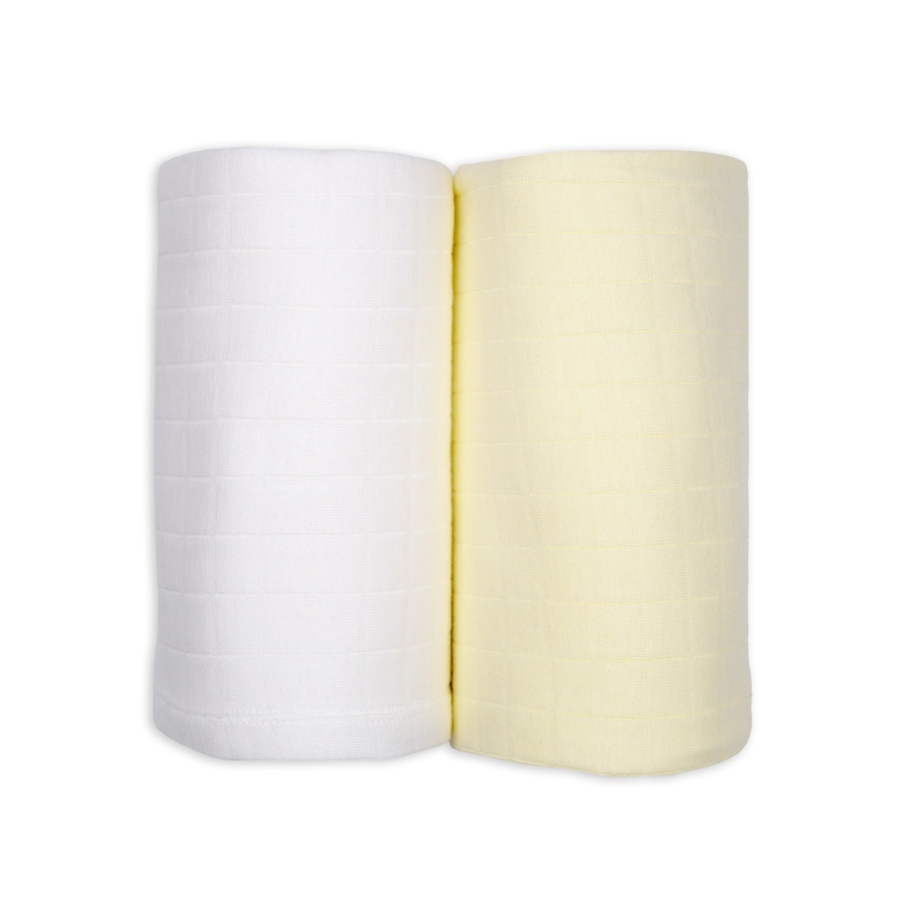 Lodger | Tetra Doek Solid Hydrofiel Cloud Dancer/Butter Wit/Geel 110x110cm 2-pack