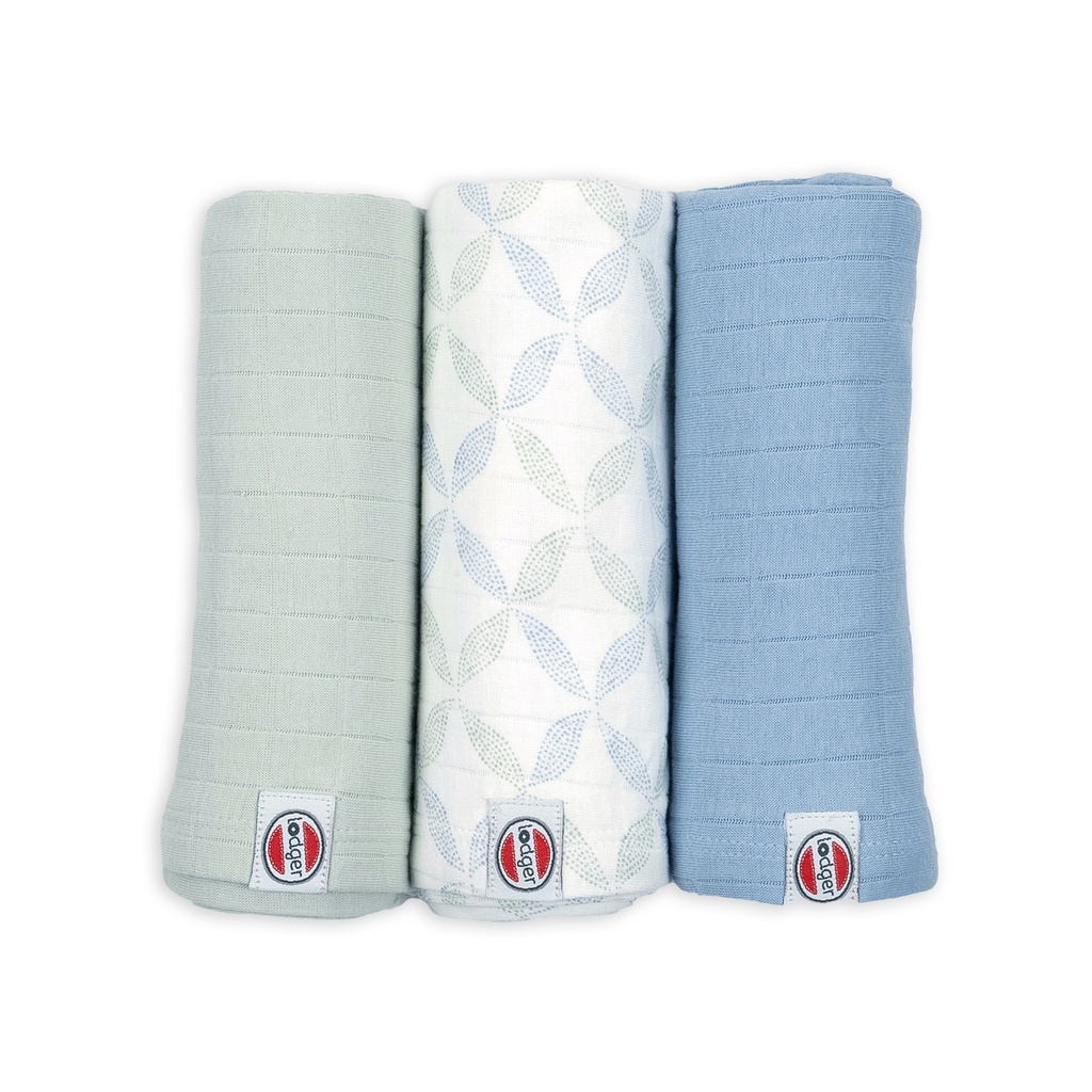 Lodger | Tetra Doek Matcha Hydrofiel Peppermint Groen/Blauw 70x70cm 3-pack