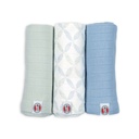 Lodger | Tetra Doek Matcha Hydrofiel Peppermint Groen/Blauw 70x70cm 3-pack