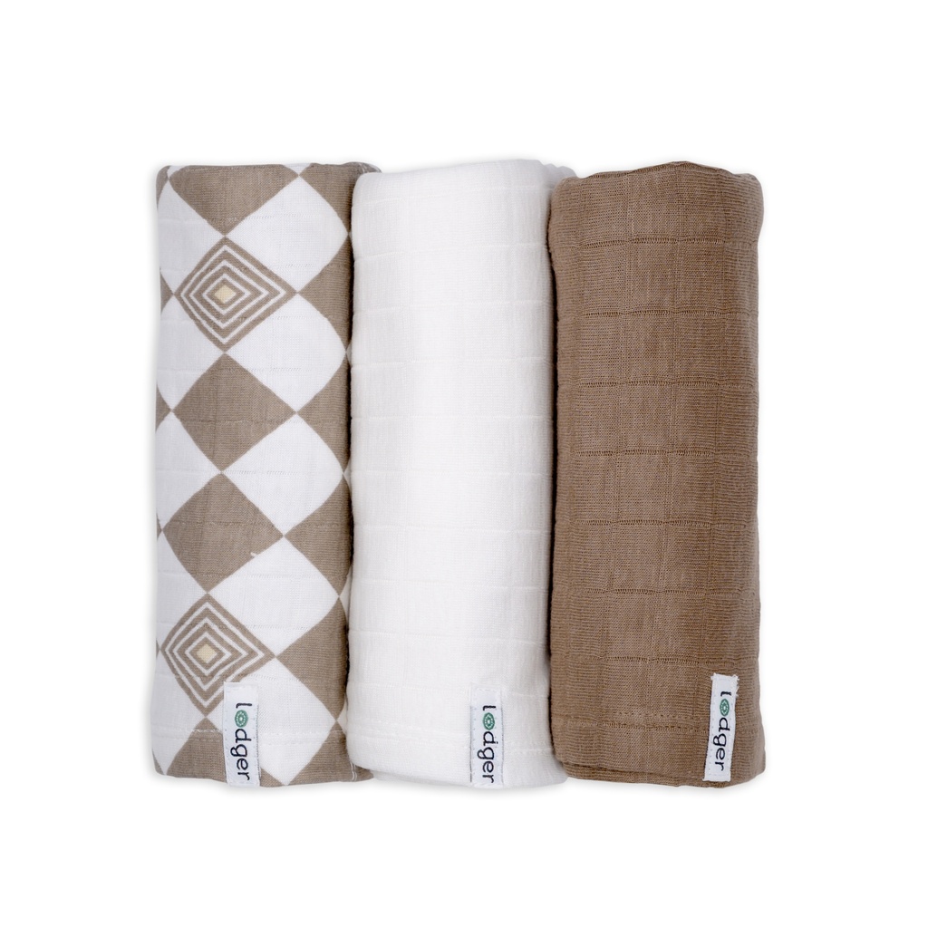 Lodger | Tetra Doek Matcha Hydrofiel Buffalo Bruin 70x70cm 3-pack