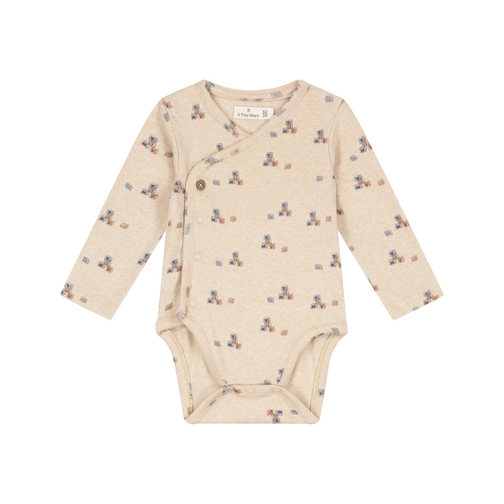 A Tiny Story | Body Boys Overslag Longsleeve Beige Melange
