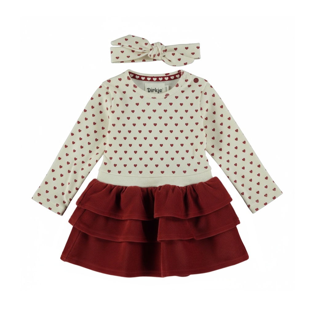 Dirkje | Jurk met Haarband Girls Amour & Love Paws Antique White