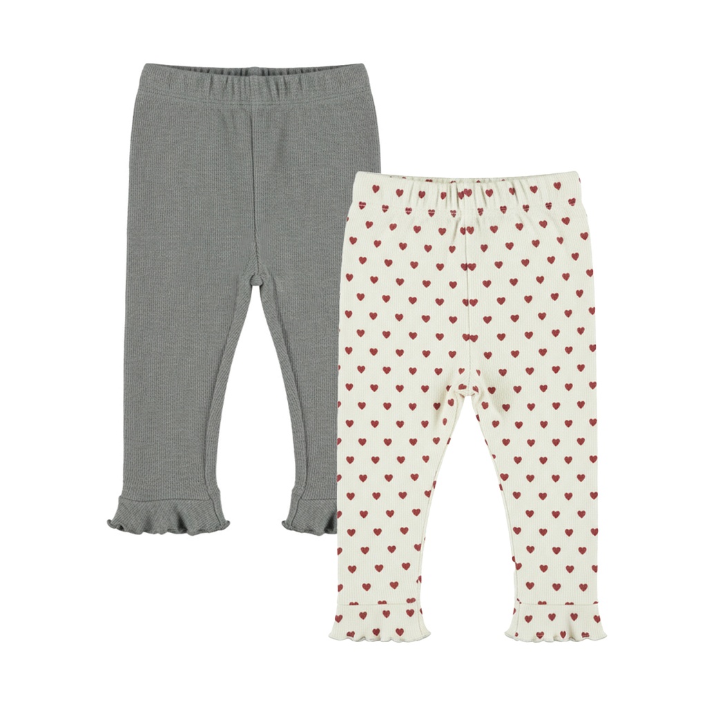Dirkje | Legging Girls Amour & Love Paws Mid. Grey Melee 2-pack