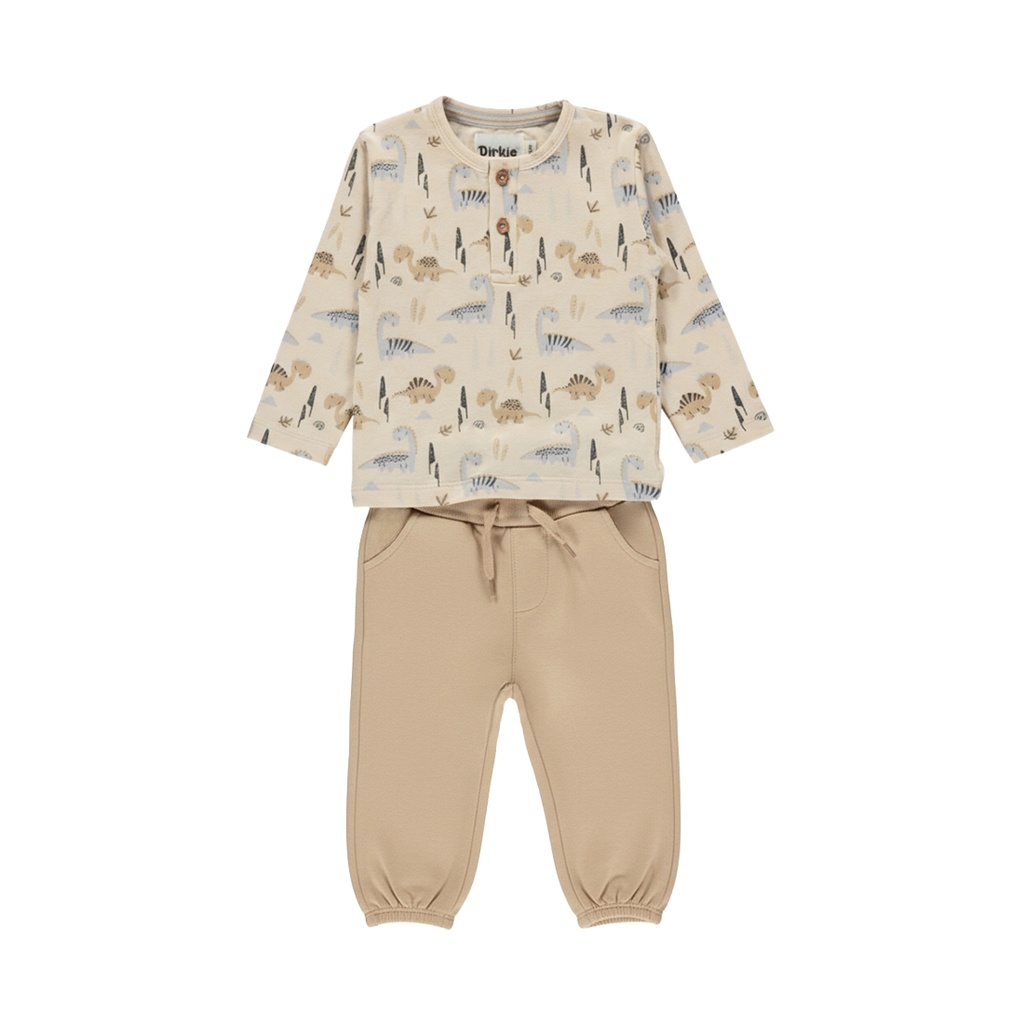 Dirkje | Outfit Boys Dino Days Irish Cream 2-delig