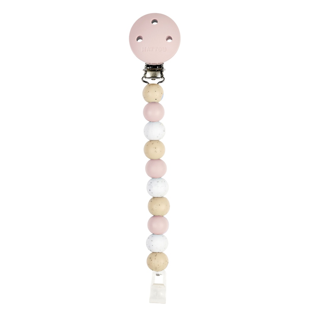 Nattou | Fopspeenketting Kralensnoer Siliconen Roze Stippen