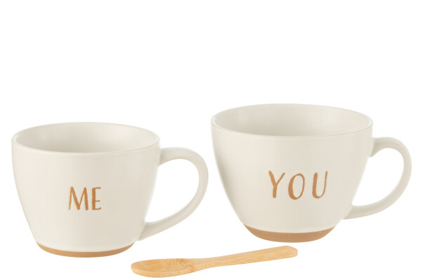 J-Line | Giftset Koffietas 2 Tassen Keramiek Wit