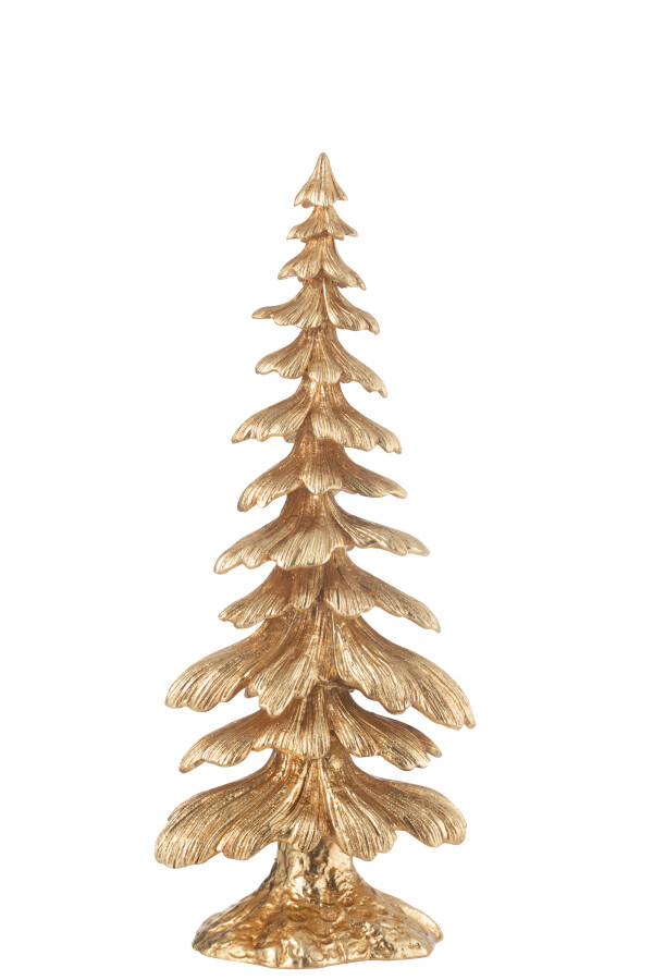 J-Line | Beeld Kerstboom Denneboom Resine Goud 14,5x9x36cm