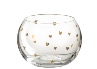 J-Line | Aperoglaasje Hart Glas Transparant/Goud