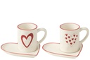 J-Line | Giftset Koffietas/Bord Hart Porseleni Wit/Rood Assortiment 2-delig 