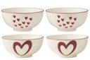 J-Line | Giftset Kom Harten Porselein Wit/Rood Assortiment 2-pack