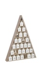 J-Line| Adventkalender Boom/Huis Multiplex Wit/Naturel 32x5,5x45cm