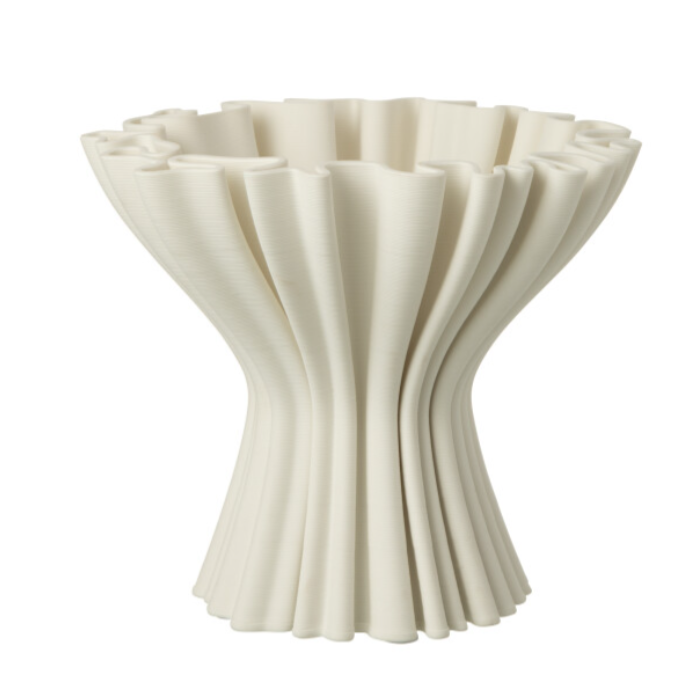 J-Line | Vaas 3D Print Onregelmatig Steengoed Wit 25,5x25,5x21,5cm