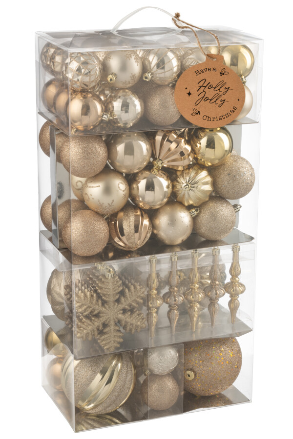 J-Line | Kerstbal Plastiek Beige/Ecru Doos 80 Stuks