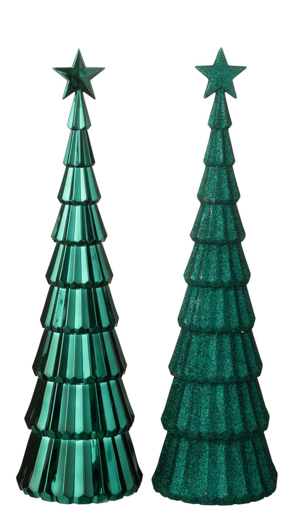 J-Line | Beeld Kerstboom/Ster Plastiek Groen Assortiment 11x11x38cm 