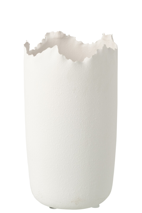 J-Line | Vaas Onregelmatig Klei Wit Ø21x37,5cm
