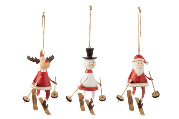 J-Line | Hangfiguur Kerstman/Rendier/Sneeuwman Metaal Assortiment 6x11x21cm