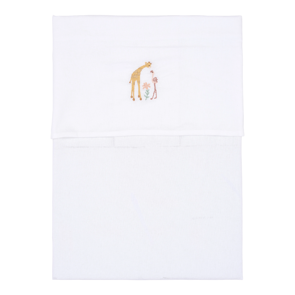 Little Dutch | Laken Ledikant Safari Friends Flamingo Wit 110x140cm