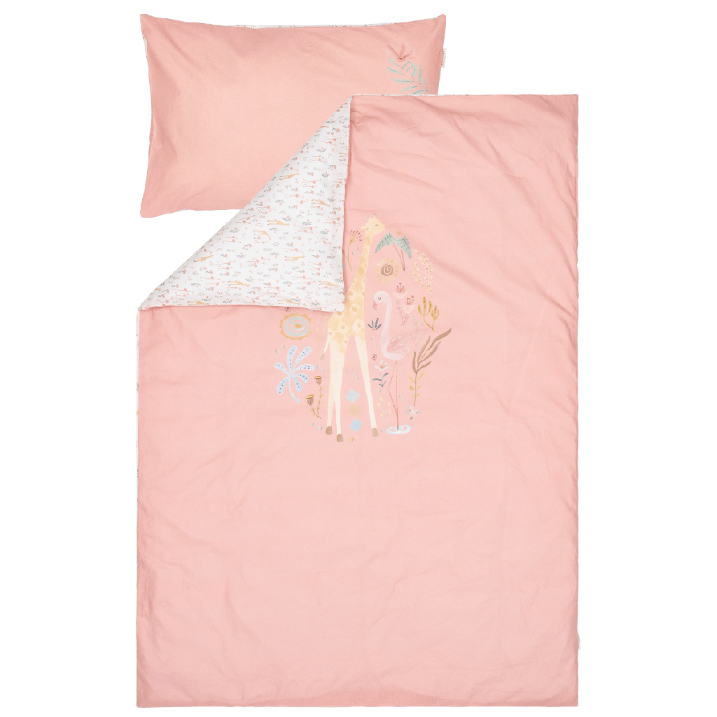 Little Dutch | Donsovertrek Safari Friends Blooming Safari Roze 140x200cm