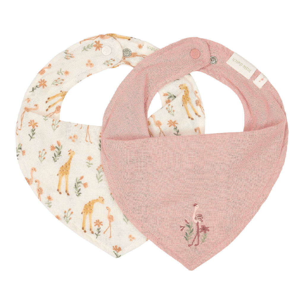 Little Dutch | Spuugdoekje Safari Friends Roze Blooming Safari 2-pack