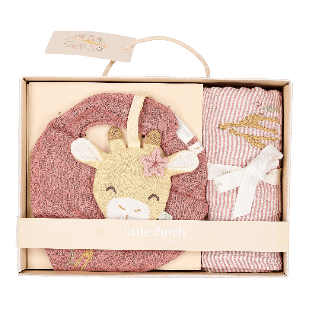 Little Dutch | Giftset Safari Friends Flamingo Fopspeen-/Spuug-/Tetradoek Roze 