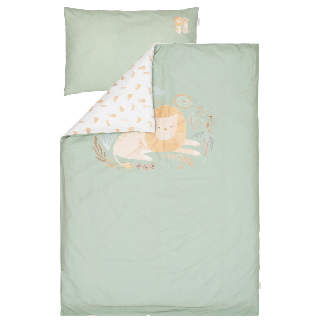 Little Dutch | Donsovertrek Safari Friends Safari Leo Groen 100x140cm