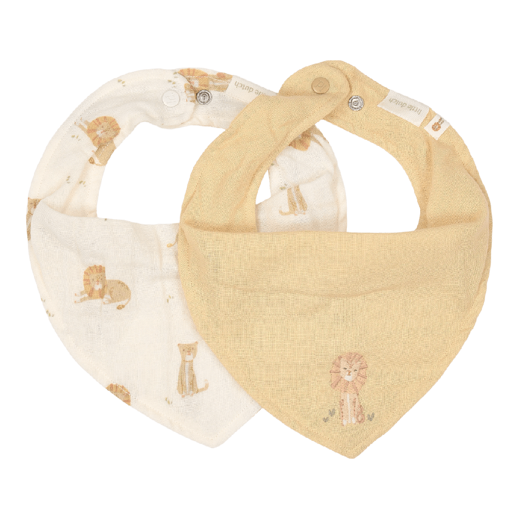 Little Dutch | Spuugdoekje Safari Friends Safari Leo Geel 2-pack 