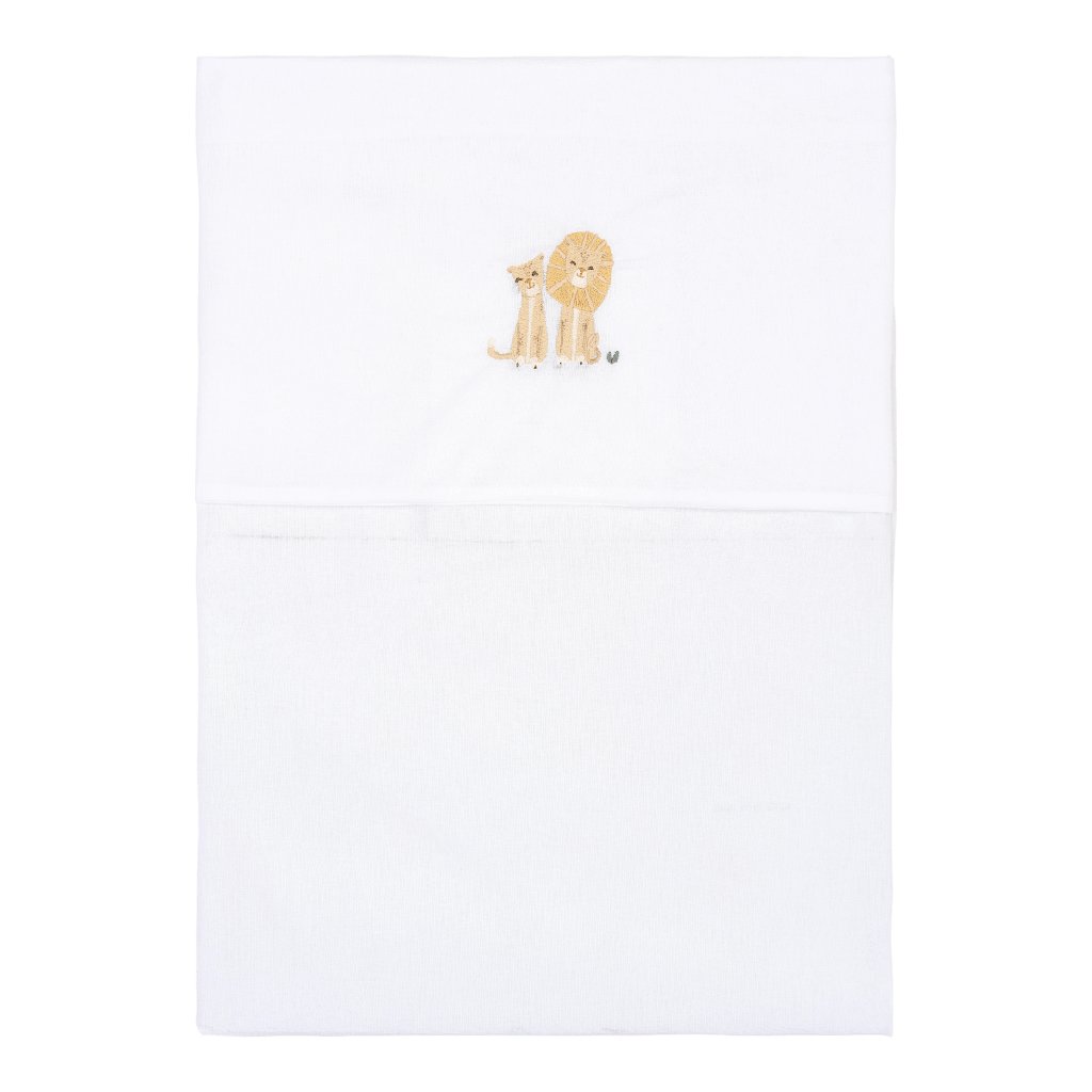 Little Dutch | Laken Wieg Safari Friends Leeuw Wit 70x100cm