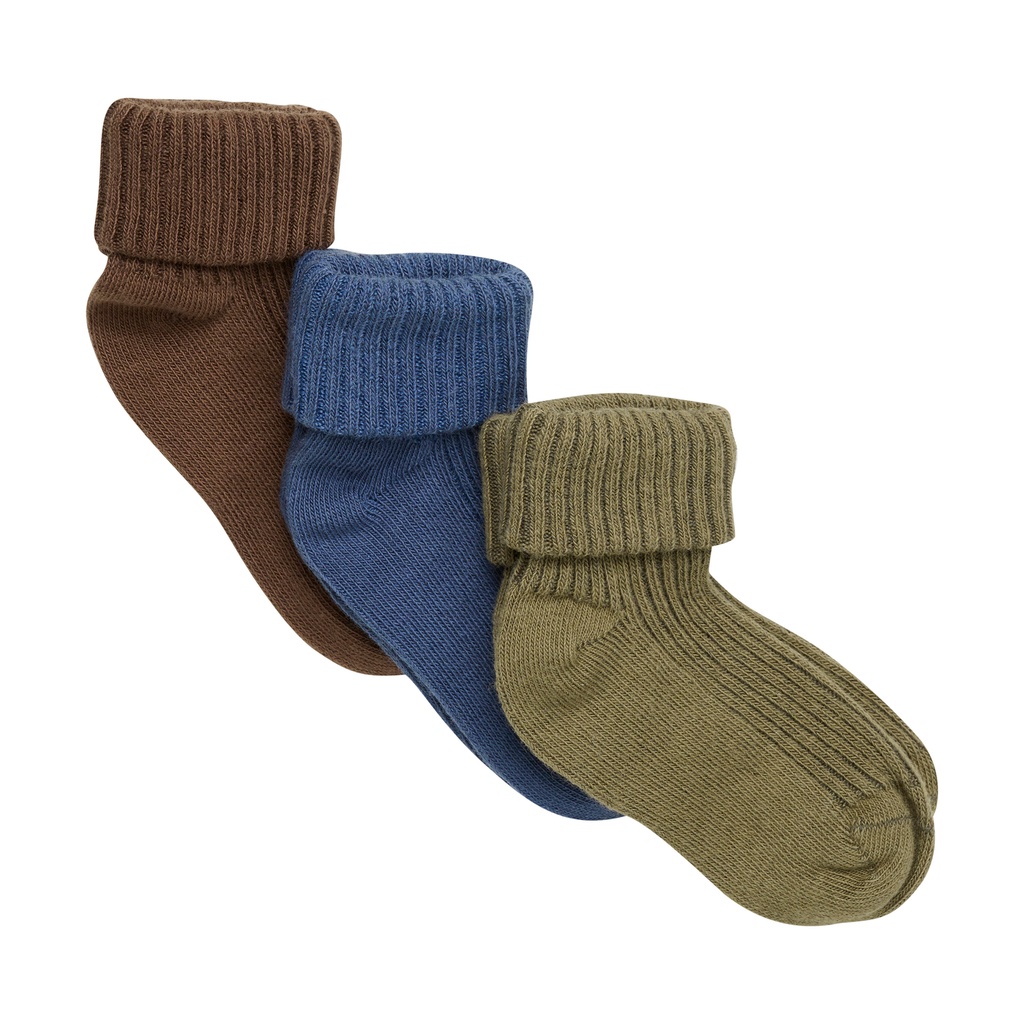 Minymo | Kousen Uni Dark Olive/Blue/Brown