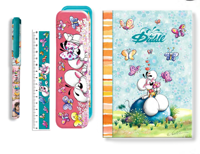 Diddl | Schrijfset Pen/Lat/Etui/Schrift 4-delig
