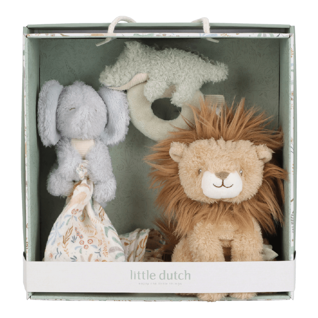 Little Dutch | Giftset Safari Friends Knuffel/Knuffeldoek/Rammelaar