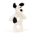 Jellycat | Rammelaar Bashful Black & Cream Puppy Ringrammelaar