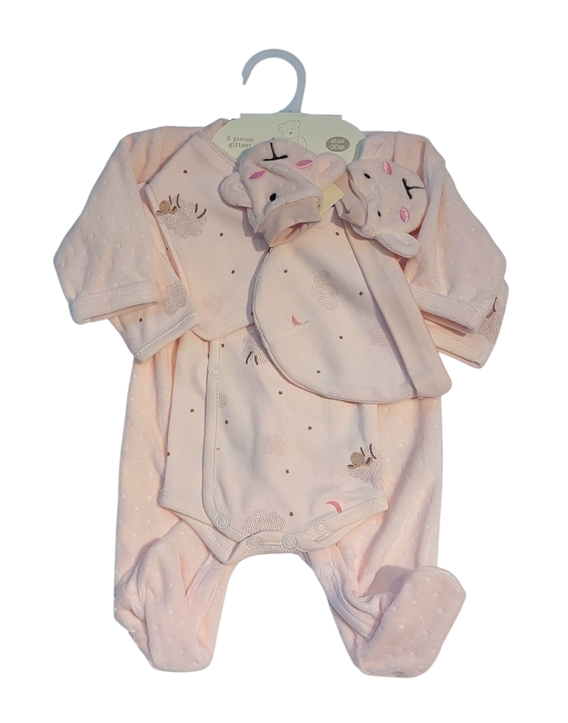 Picco Mini | Giftset Outfit Schaap Pyjama/Body/Wanten/Muts/Spuugdoekje Peach