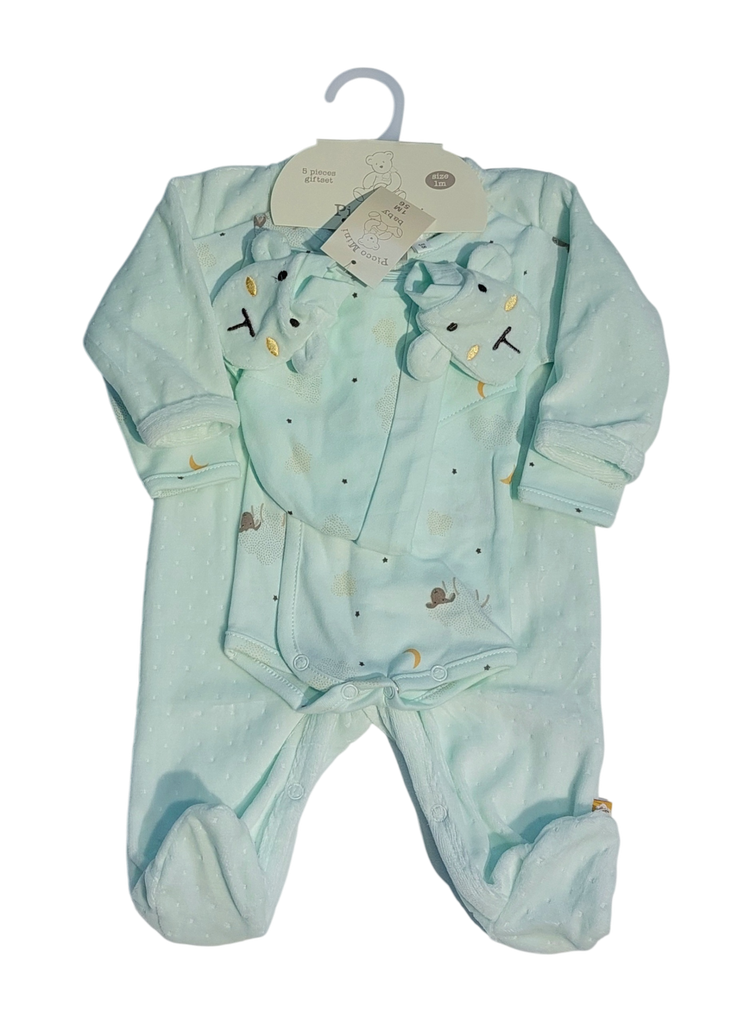 Picco Mini | Giftset Outfit Schaap Pyjama/Body/Wanten/Muts/Spuugdoekje Mint