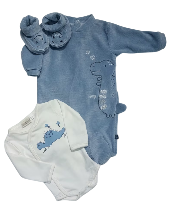 Picco Mini | Giftset Outfit Pyjama/Body/Pantoffels Faded Denim